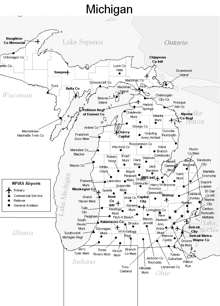 Michigan airport map